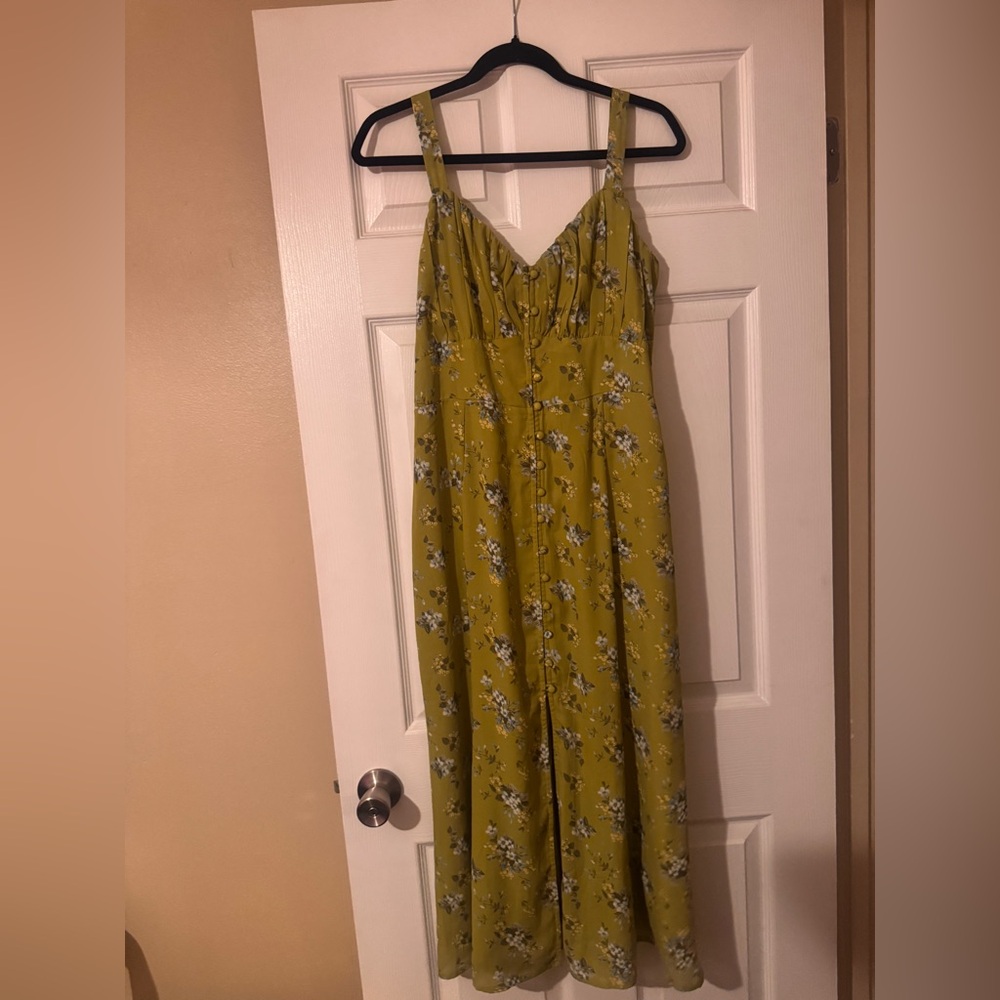 Abercrombie & Fitch Olive Green Smocked Dress